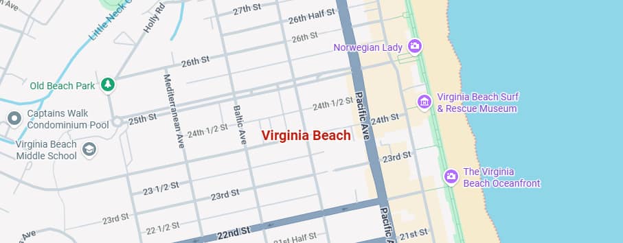 Map of the Virginia Beach oceanfront launch area